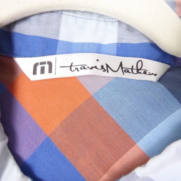 Travis Mathew Button Up Shirt Mens SZ M Long Sleeve Checked Pattern Casual - Picture 5 of 13